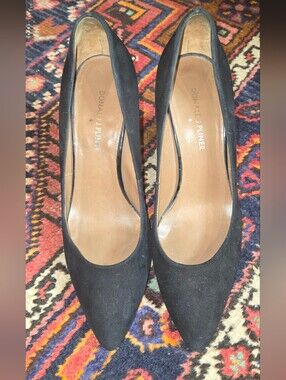 Donald J. Pliner Black Suede Pointed Toe Pumps